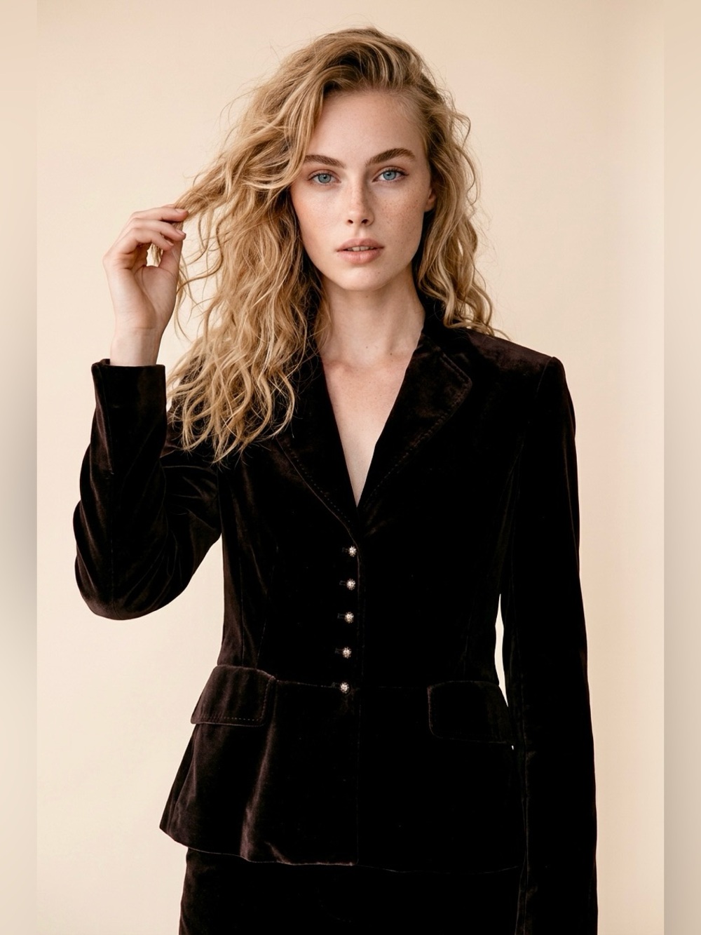 Ann Taylor Dark Brown Velvet Fitted Women's Blazer Size 14